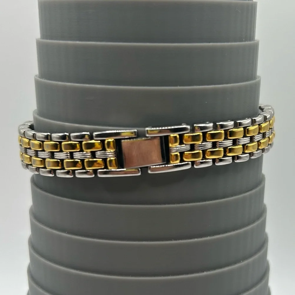Two-Tone Women's Bracelet Quartz Watch with Blue Dial, Japan Movement